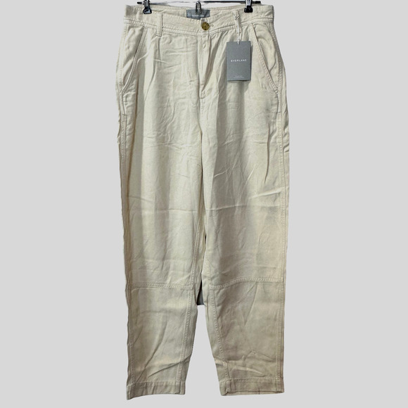 Everlane The Tencel Relaxed Chino Pants Parchment High Rise Women 0 NWT - Picture 2 of 11